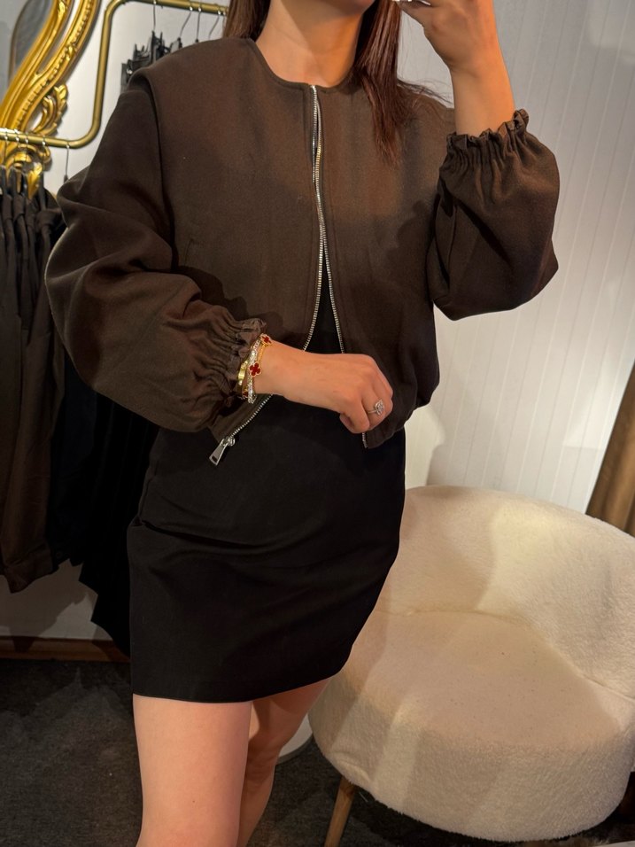 Kahverengi Kadın Bomber Ceket SML beden var - Görsel 2