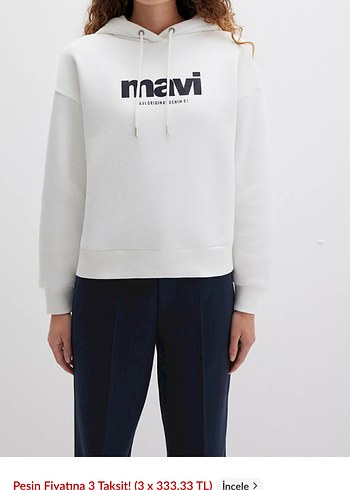 Baskılı Kapüşonlu Beyaz Kadın Sweatshirt - Görsel 2