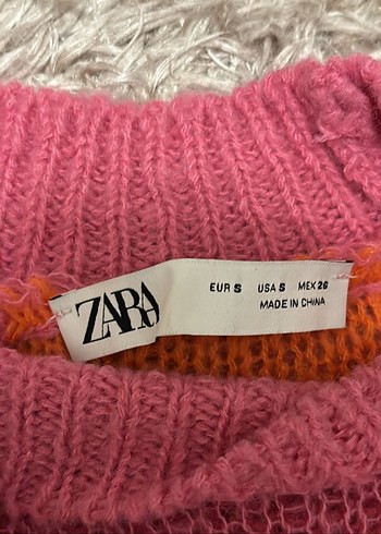 Zara Zara Pembe Çizgili Kadın Kazak