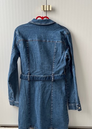 Bershka Kadın Mavi Kemerli Denim Elbise