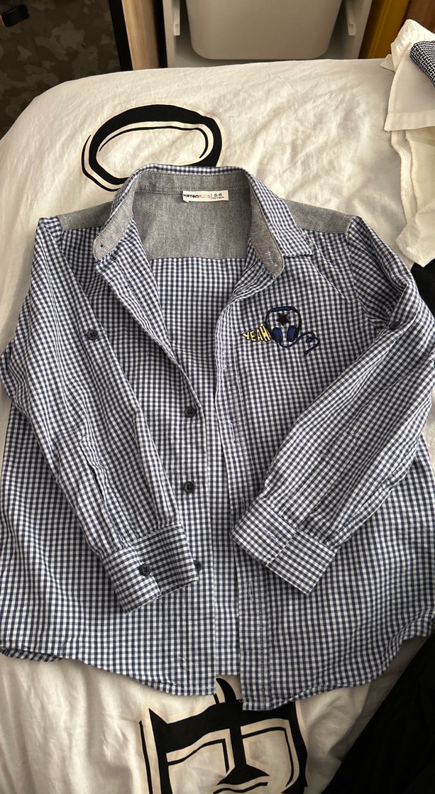 Gri Pamuklu Erkek Çocuk Uzun Kollu Gömlek - Görsel 3