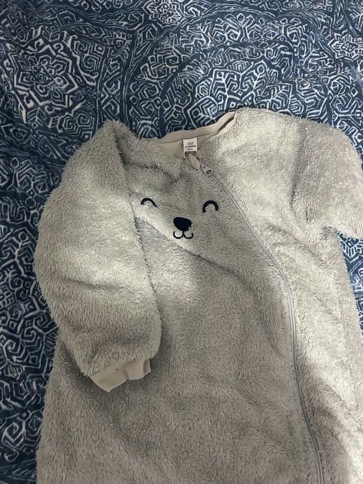 Gri Peluş Erkek Bebek Uyku Tulumu - Görsel 2