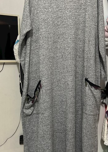 Gri Uzun Kollu Triko Elbise - Görsel 3