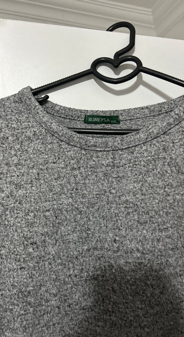 Gri Uzun Kollu Triko Elbise - Görsel 2