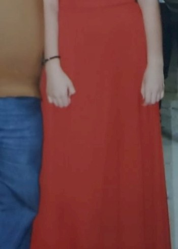 Kırmızı madonna Uzun Elbise