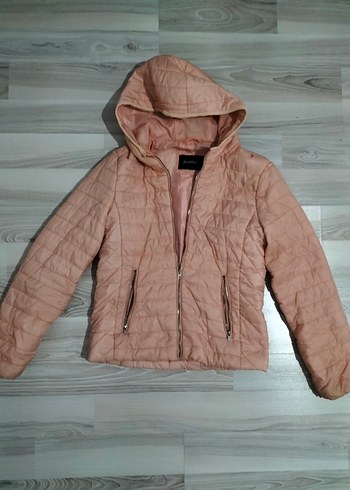 Stradivarius Pembe Kapüşonlu Kadın mont
