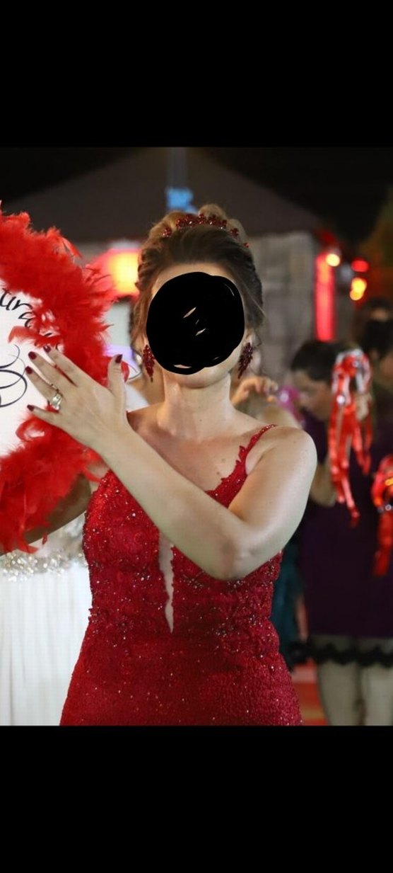 Kırmızı el işlemesi ithal kınalık - Görsel 4