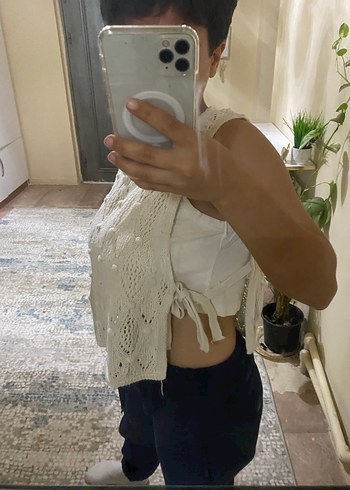 Dantel Detaylı Beyaz Bohem Örgü