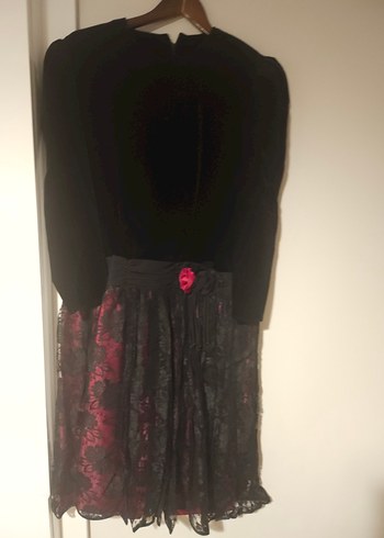 Diğer Vintage Uzun Siyah Gotik Kadın Abiye Elbise