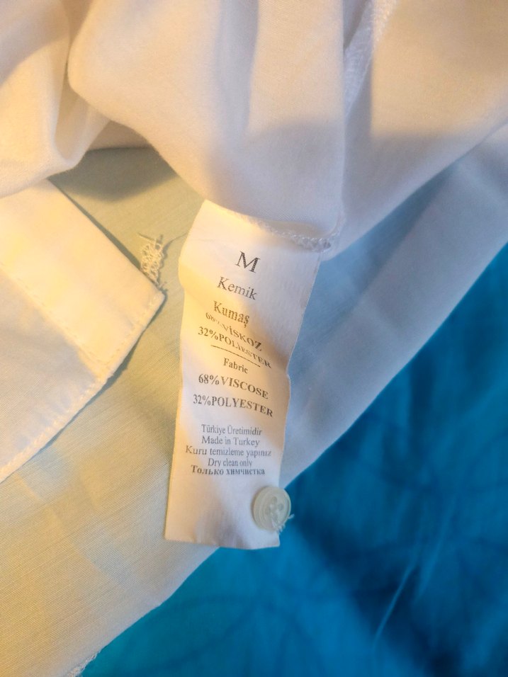 adL Nakışlı Beyaz Kısa Kollu Gömlek - Görsel 4