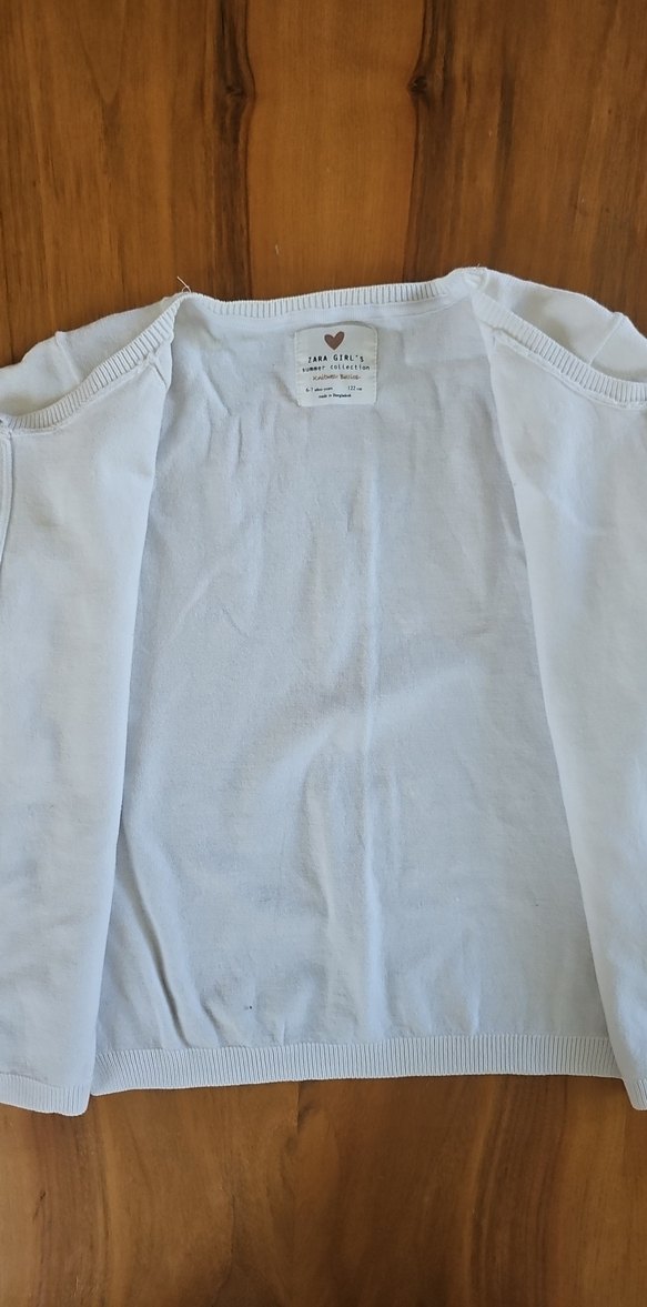 Zara Kız Çocuk Düğmeli kirik beyaz triko Hırka - Görsel 2