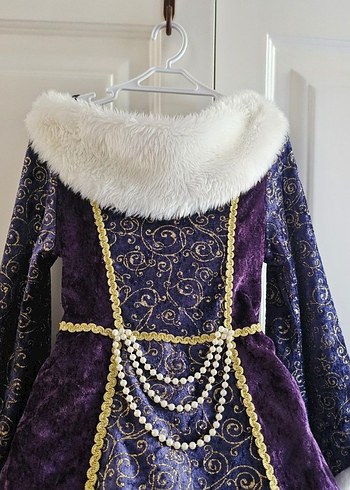 Uzun Mor Gotik Desenli Kiz cocuk Anna kostümü - Görsel 3