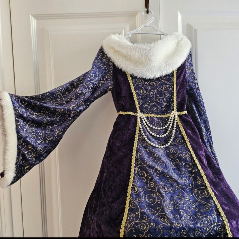 Uzun Mor Gotik Desenli Kiz cocuk Anna kostümü - Görsel 2