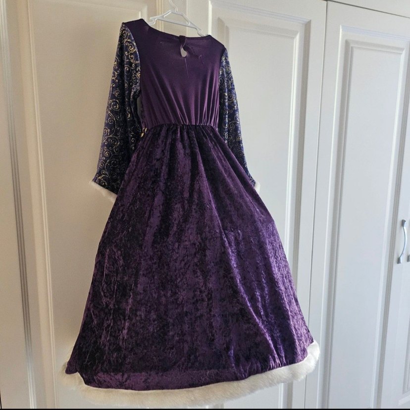 Uzun Mor Gotik Desenli Kiz cocuk Anna kostümü - Görsel 5