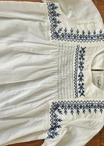 Massimo Dutti marka 7-8 yas Nakışlı Bohem Kiz cocuk Pamuk Bluz - Görsel 2