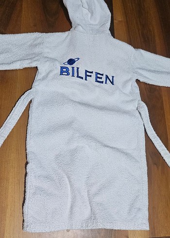 Kapüşonlu Beyaz Erkek Çocuk Bornoz - Görsel 2