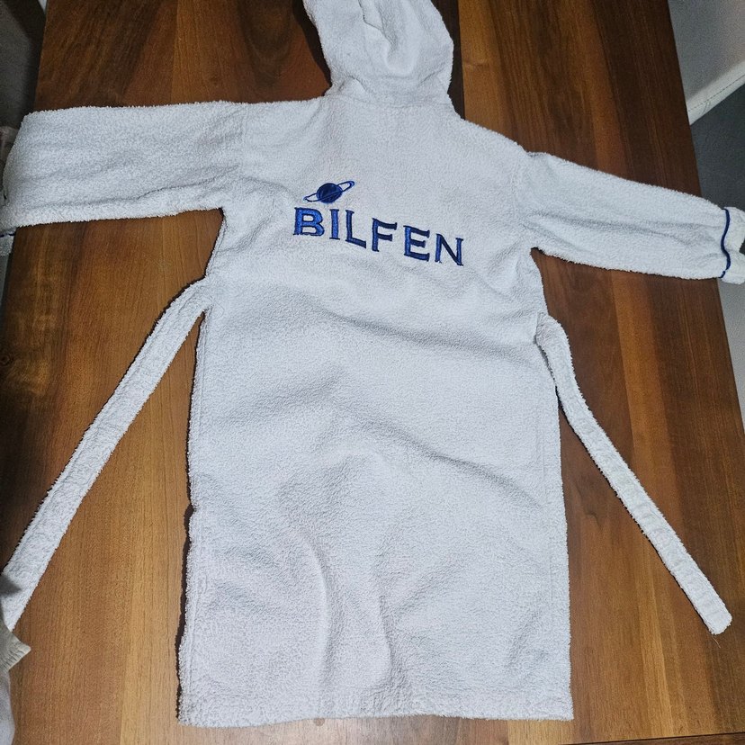 Kapüşonlu Beyaz Erkek Çocuk Bornoz - Görsel 2