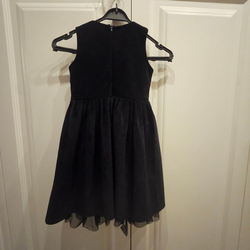 Kız Çocuk Siyah kadife jile Elbise - Görsel 4