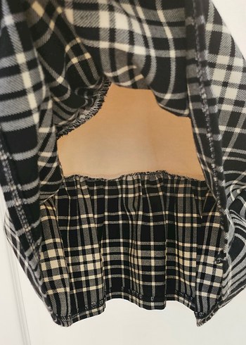 Kız Çocuk Bej Sweatshirt ve Ekose Etek - Görsel 4