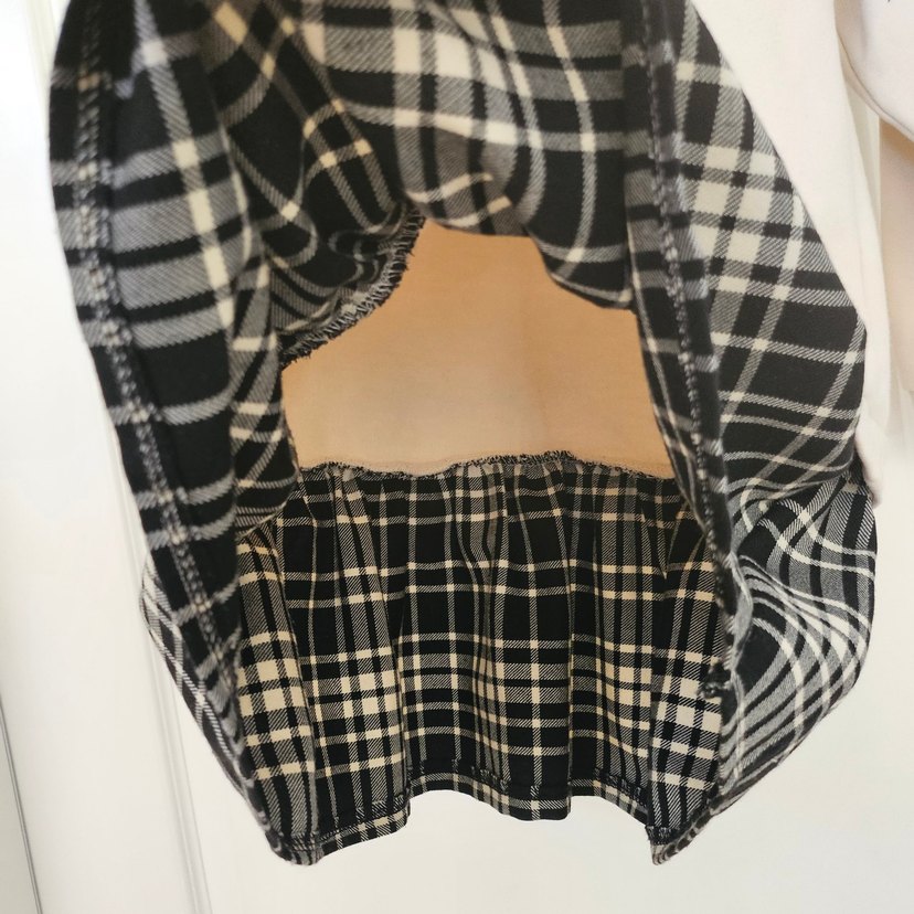 Kız Çocuk Bej Sweatshirt ve Ekose Etek - Görsel 4