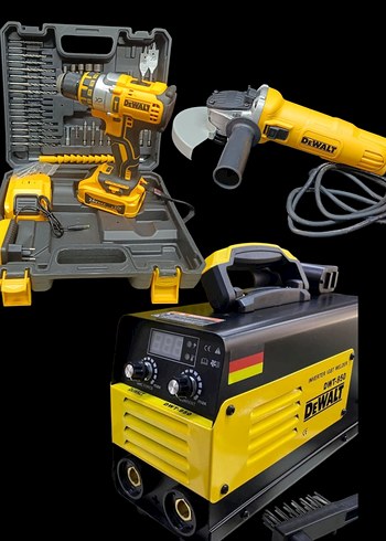Sarı DEWALT Matkap, Taşlama ve Kaynak Makinesi Seti