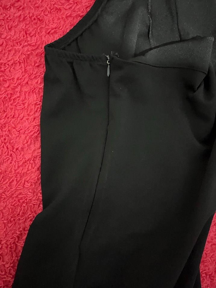 Drapeli Tek Omuz Siyah Midi Elbise - Görsel 2