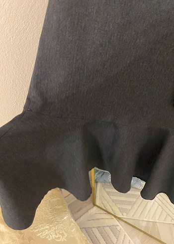 Düğmeli Siyah Midi Triko Elbise - Görsel 2