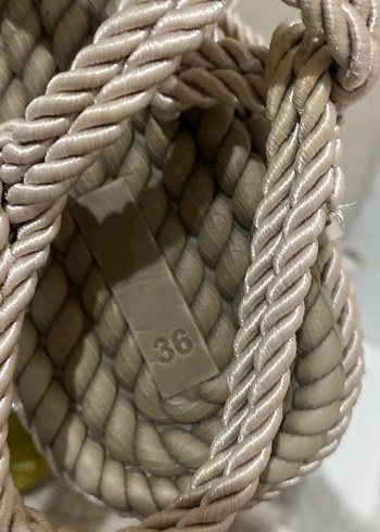 Bej Bohem Örgü Platform Kadın Sandalet - Görsel 2