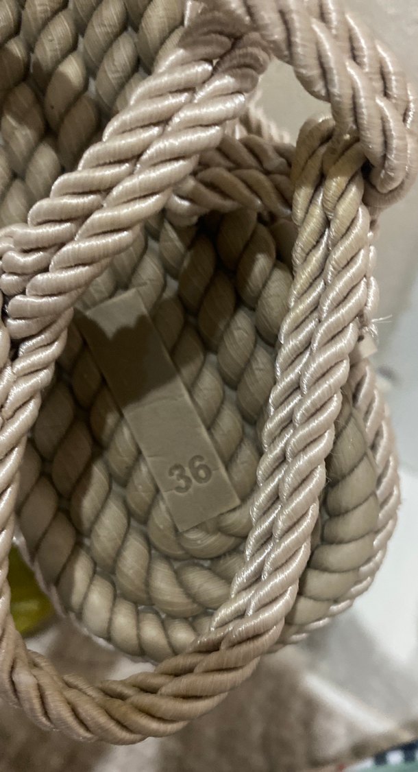 Bej Bohem Örgü Platform Kadın Sandalet - Görsel 2