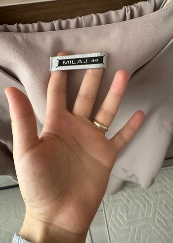 V Yaka Kolsuz Bej Mini Bluz - Görsel 3