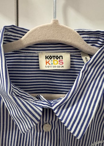 Mavi Gri Çizgili Uzun Kollu Çocuk Gömlek - Görsel 3