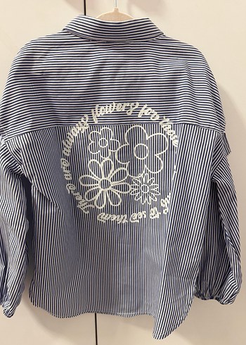 Mavi Gri Çizgili Uzun Kollu Çocuk Gömlek - Görsel 6