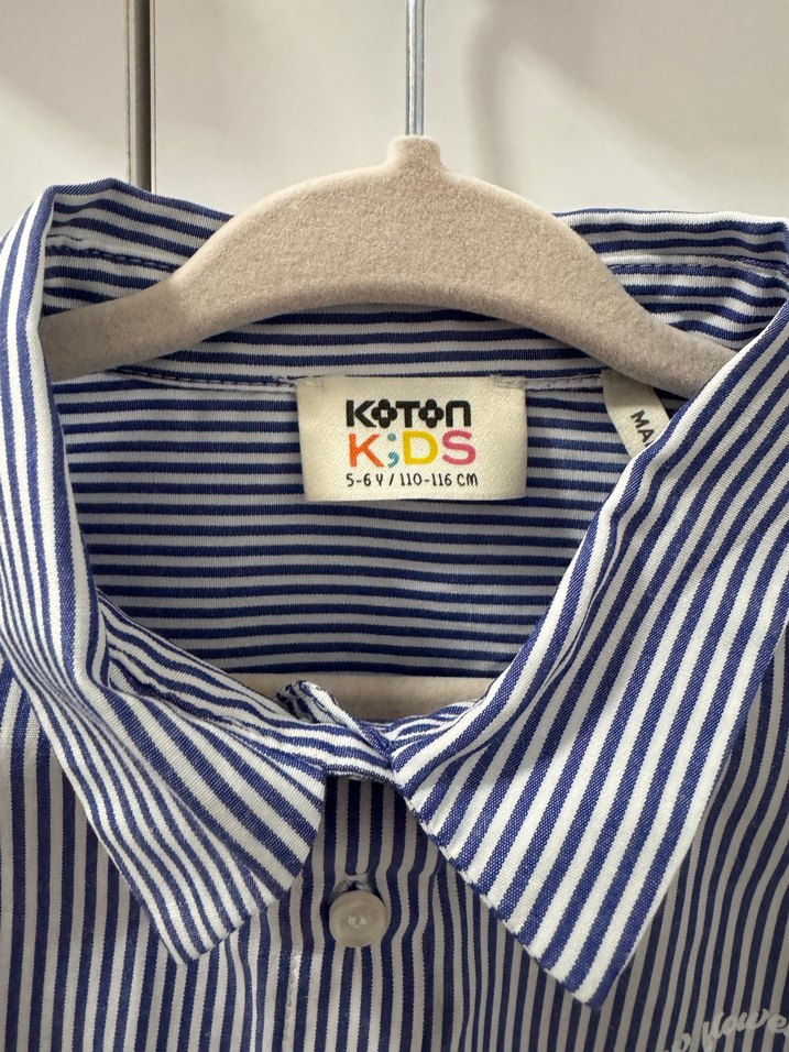 Mavi Gri Çizgili Uzun Kollu Çocuk Gömlek - Görsel 3
