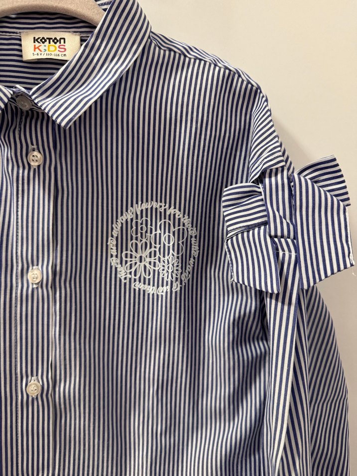 Mavi Gri Çizgili Uzun Kollu Çocuk Gömlek - Görsel 2