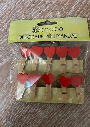  Beden Kırmızı Kalp Dekoratif Mini Mandal 10'lu