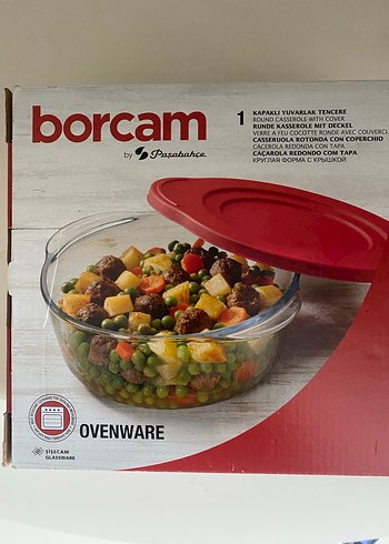 Borcam Yuvarlak Fırın Kabı Kırmızı Kapaklı