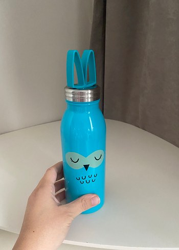Turkuaz Çocuk Termosu Baykuş Desenli - Görsel 2