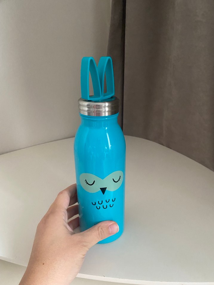 Turkuaz Çocuk Termosu Baykuş Desenli - Görsel 2