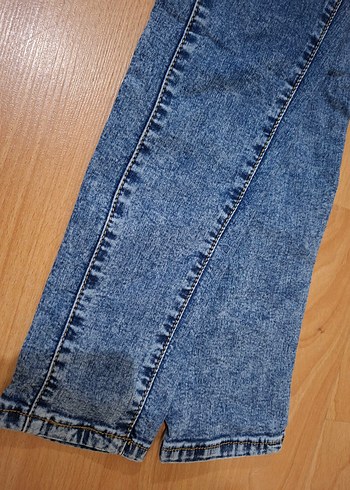 l Beden mavi Renk Düğmeli Mavi Kadın Denim dar paça Pantolon