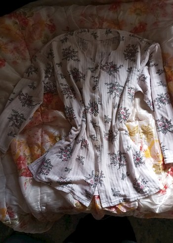 Bershka Uzun Kollu Bağcıklı Gri Desenli