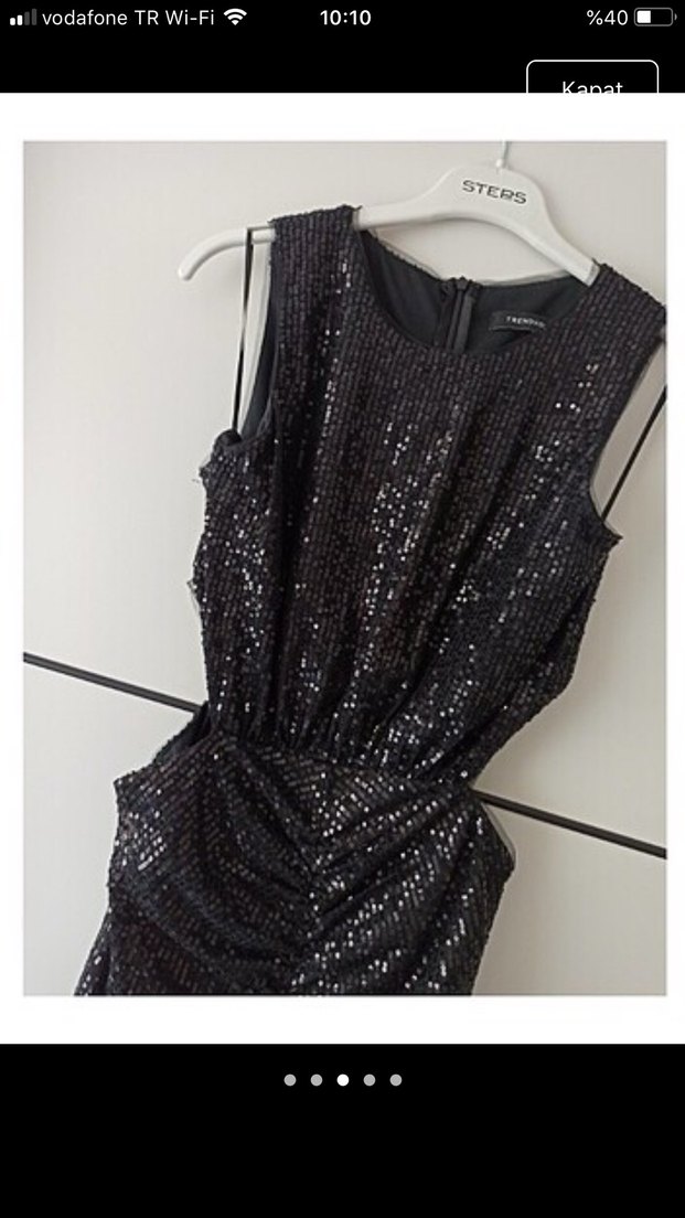 Siyah Mini Fırfırlı Gece Elbisesi  40 beden trenyol mila - Görsel 4