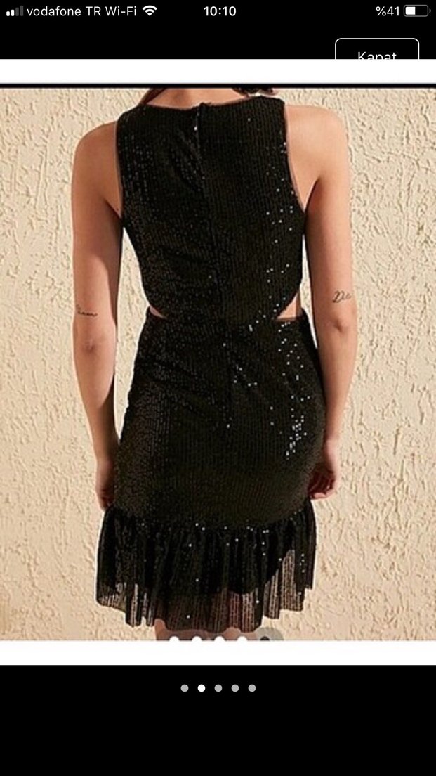 Siyah Mini Fırfırlı Gece Elbisesi  40 beden trenyol mila - Görsel 2