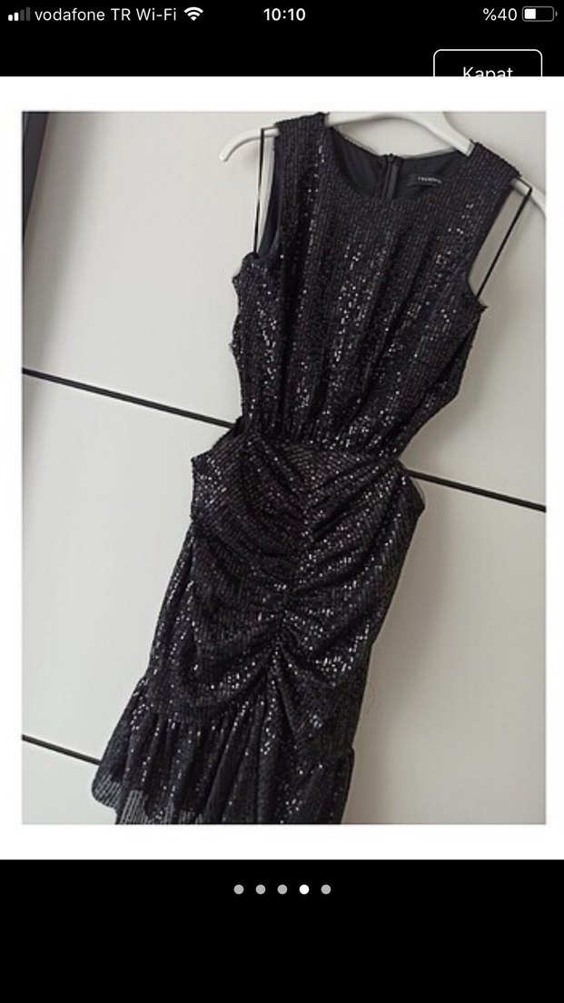 Siyah Mini Fırfırlı Gece Elbisesi  40 beden trenyol mila - Görsel 3