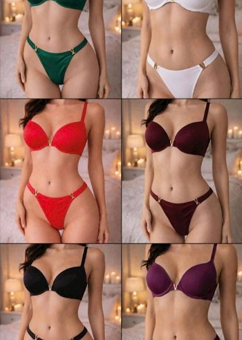 Parlak Kırmızı Modern Sütyen Takımı - Görsel 2