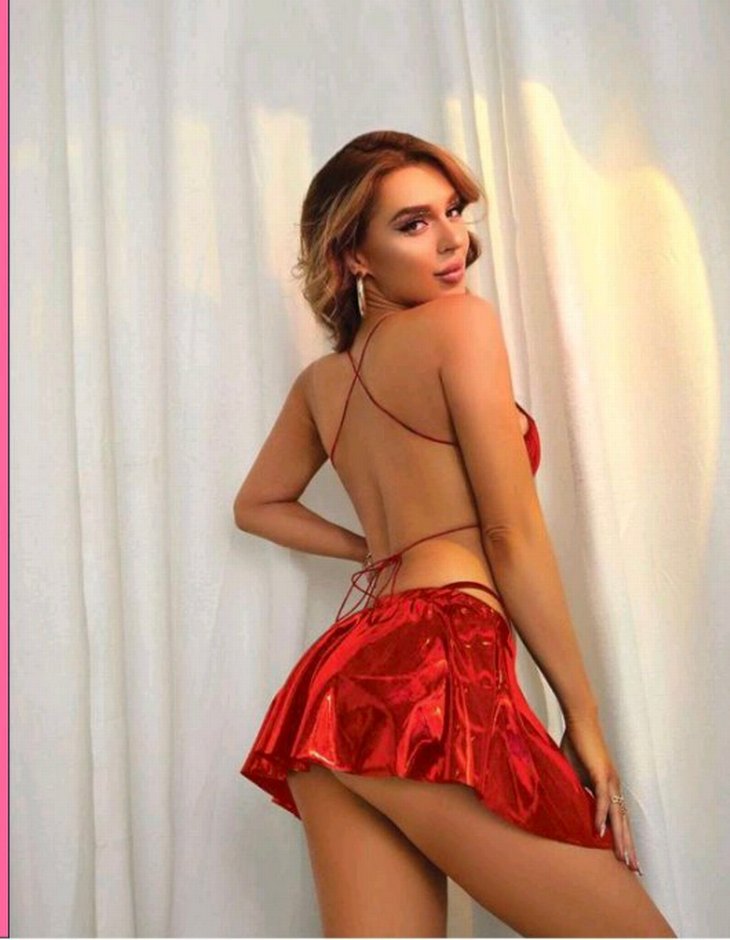 Parlak Kırmızı Mini İpli Kadın Gecelik Takımı - Görsel 2