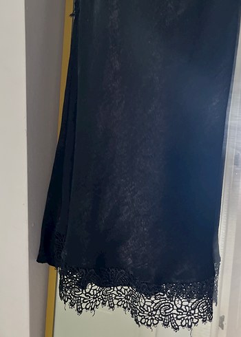 s Beden Nakışlı Siyah Uzun Gotik Kadın Gecelik