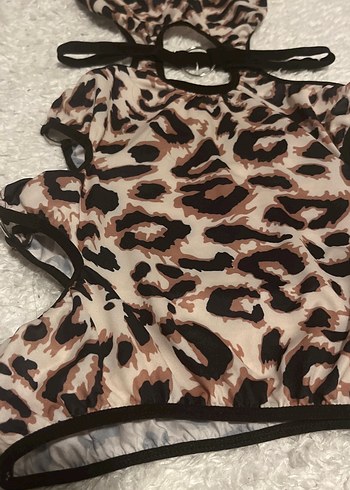 Penti Leopar Desenli Dantel Detaylı Strappy Monokini