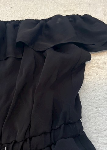 Kadın Siyah Mini Straplez Tulum - Görsel 2