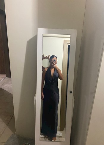 Zara Zara Saten Straplez Midi Elbise