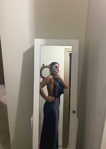 Zara Saten Straplez Midi Elbise